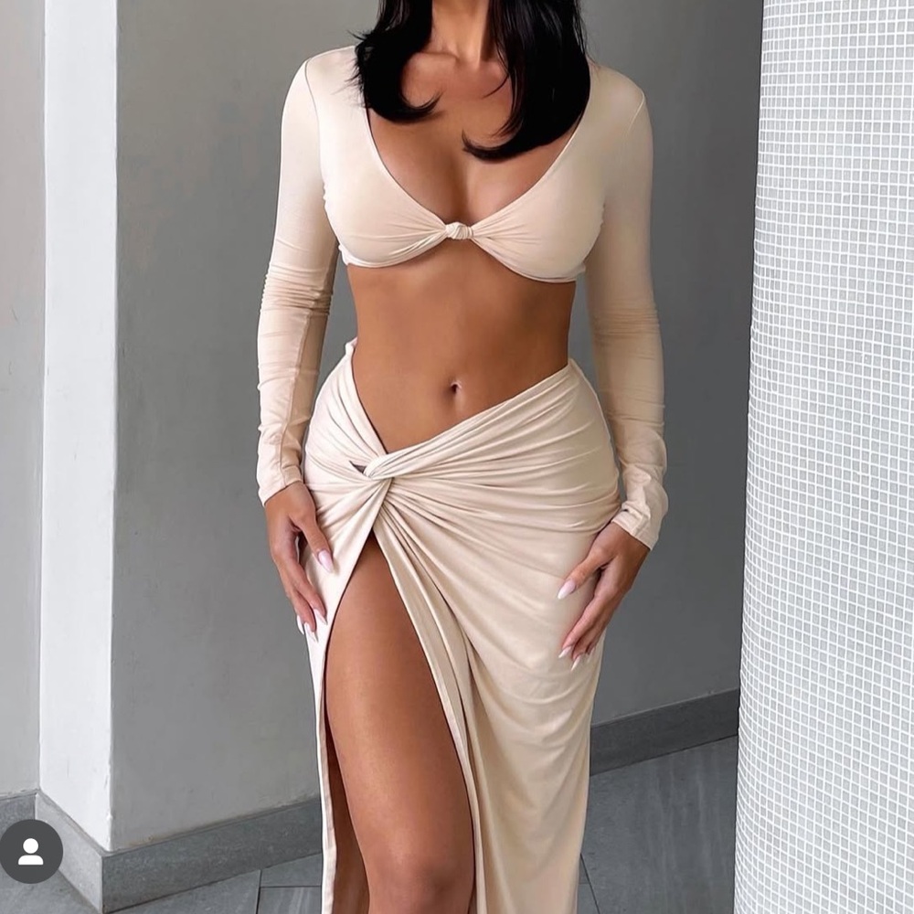 BABYBOO Cream Long Sleeve Skirt Set